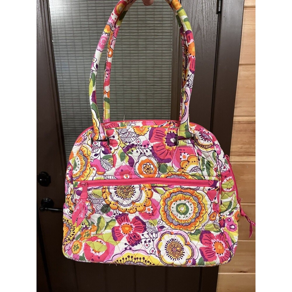 Vera Bradley Turn Lock Satchel Pink Swirls NWOT Retired Floral Handbag 13459 - Picture 3 of 12